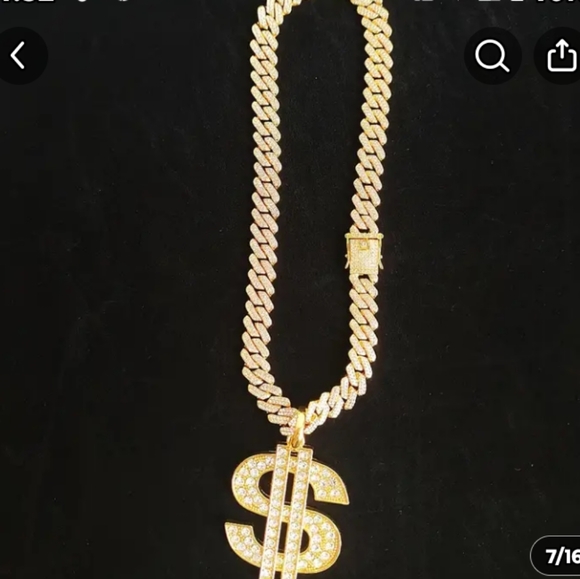18K  Alloy Gold Plated Chain Heavy US Dollar Symbol Pendant